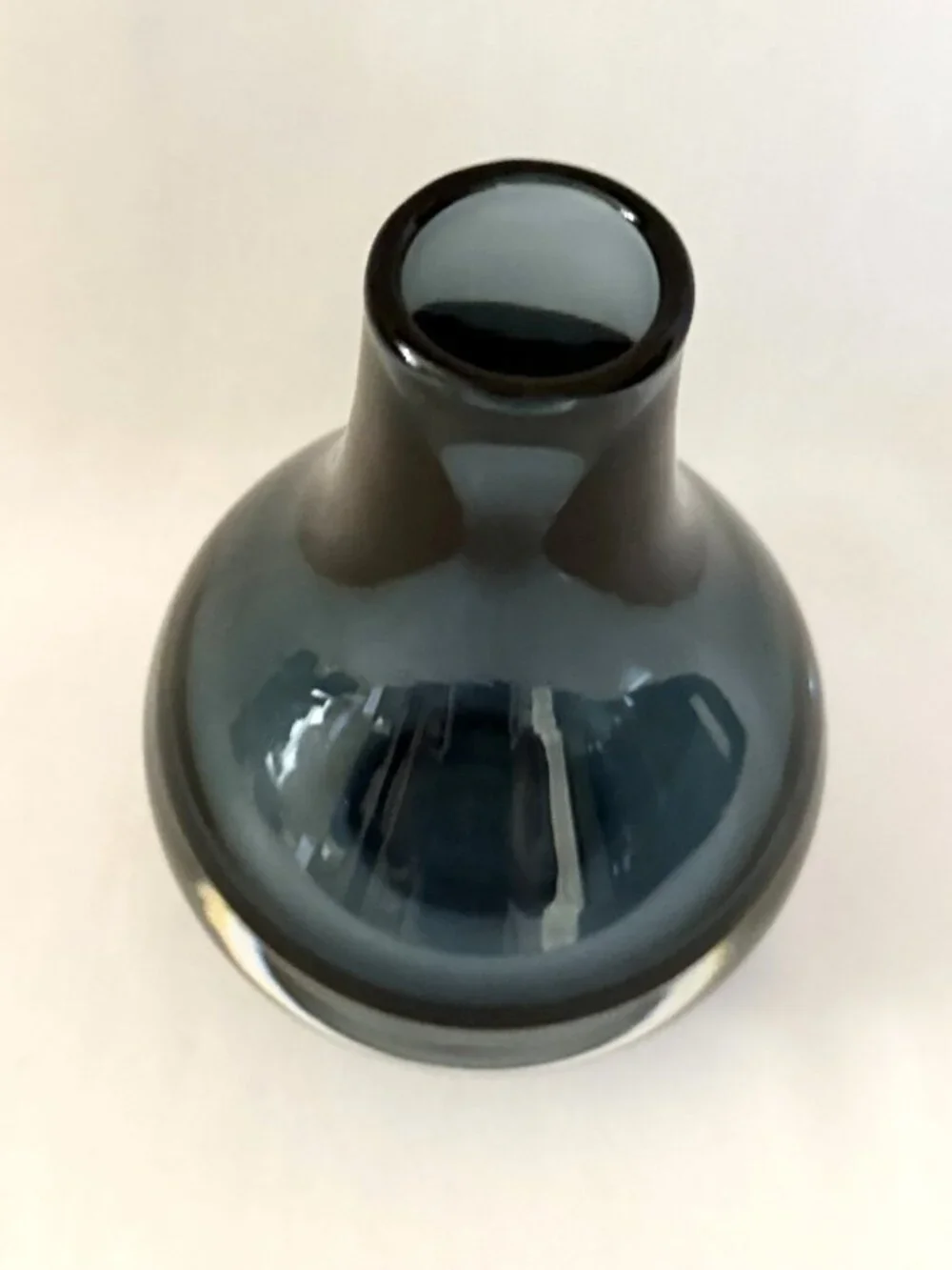 Krosno Poland Handblown Art Glass Vase Smokey Blue & Clear Sommerso Style 6